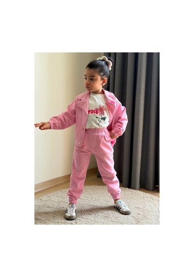 Toikids Kız Çocuk Look Prety Kot Ceketli 3 Lü Kız Takım Pembe