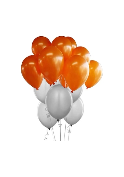 80 Adet Metalik Sedefli Parlak Turuncu Ve Gümüş Balon