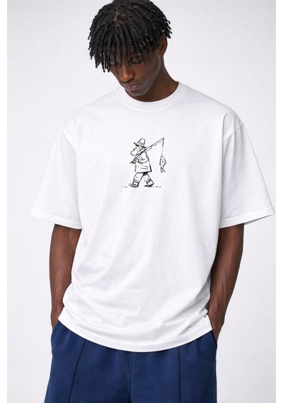 Yolo Street Oversize Beyaz Tişört %100 Pamuk Minimal Balıkçı Çizim Baskılı Unisex Streetwear Beyaz Yolo Street Oversize Beyaz Tişört %100 Pamuk Minimal Balıkçı Çizim Baskılı Unisex Streetwear Beyaz