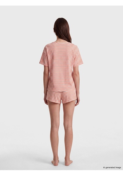Lcw Dream Kırmızı Çizgili Kadın Şortlu Pijama Takımı
