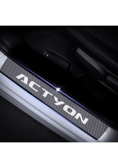 Ssangyong Actyon Carbon Fiber Kapı Eşiği Yazısı Sticker 4Adet