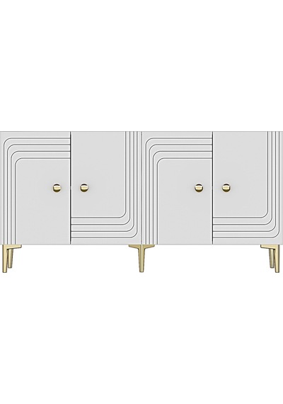 Ka1521bg Lessi150 Konsol, Tv Sehpası Ve Kahve Köşesi Beyaz-gold 150cm Beyaz-gold