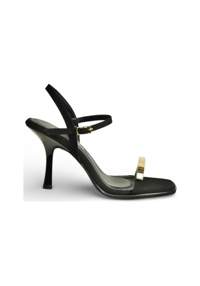 Fox Shoes Y820230504 Siyah Kumaş İnce Topuklu Kadın Ayakkabı Siyah