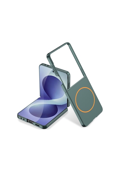 Samsung Galaxy Uyumlu Z Flip 8 Kılıf M-safe Şarj Özellikli Sert Kıpta Kapak Yeşil