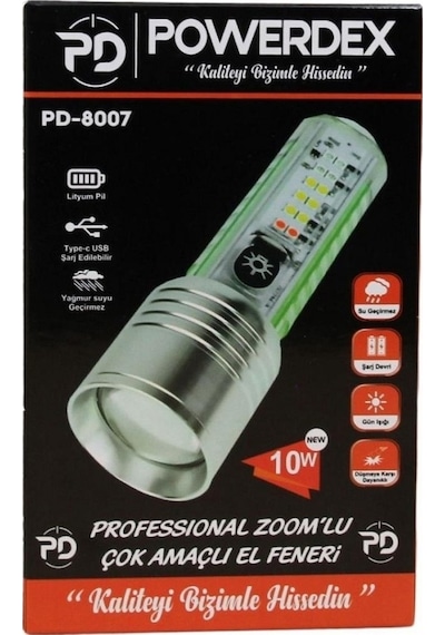 Powerdex Pd-8007 Zoomlu Çok Amaçlı El Feneri Gri