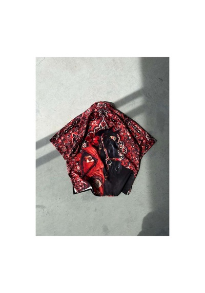 More Black Royal Desenli Dubble Hürrem Kumaş Oversize Gömlek Çok Renkli