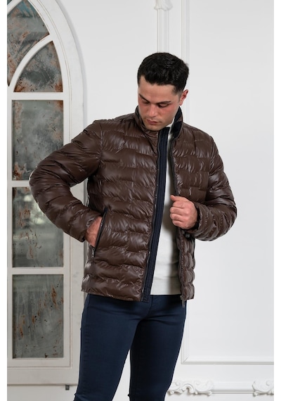 Regular Fit Dik Yaka Astarlı Kapitone Erkek Mont 001