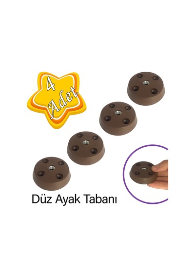 4 Adet Düz Ayak Tabanı Kahverengi Mobilya Masa Sehpa Ayağı Bağlantı Aparatı Plastik