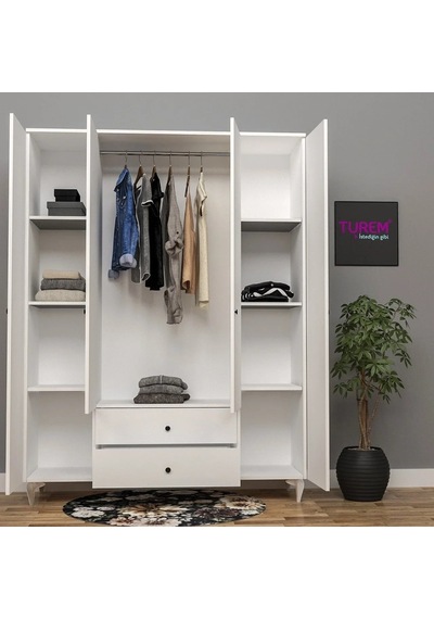4 Kapılı Gardrop Mdf Sis Gri 4 Kapılı Gardrop Mdf Sis Gri