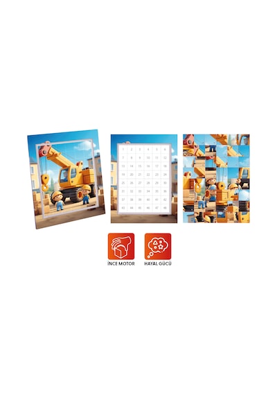 Playever Sticker Puzzle - İnşaat, Çıkartmalı Yapboz Etkinlik Kitabı