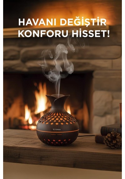 H15 Koyu Kahve Led Işıklı 300ml Sessiz Ultrasonik Flower Hava Nemlendirici (İthalatçı Garantili)