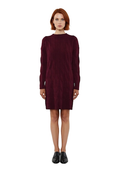 Ersefa Moda Oversize Casual Günlük Çift Plaka Triko Bisiklet Yaka Uzun K Bordo