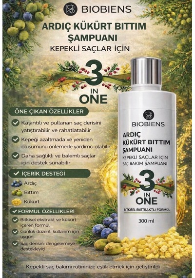 Biobiens Ardıç Kükürt Bıttım Şampuan 300 Ml Tüm Saçlar