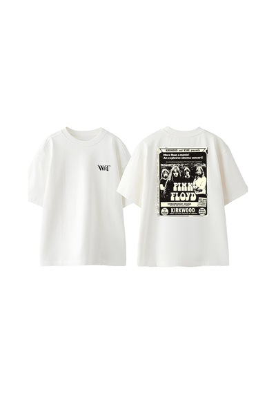 Thewert Pink Floyd Kirkwood Tasarım Sırt Baskılı Pamuk Beyaz Oversize T-shirt