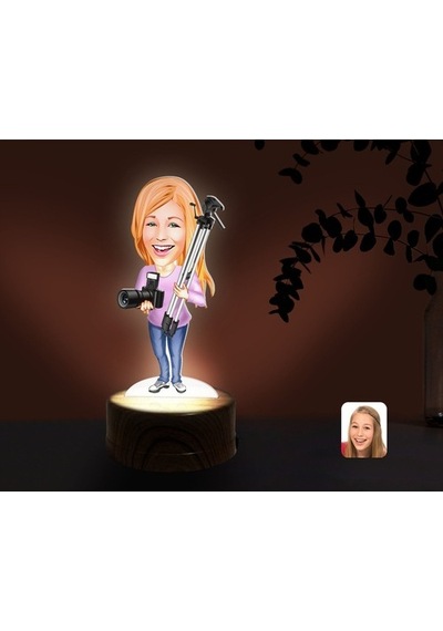 Kişiye Özel Kadın Profesyonel Fotoğrafçı Karikatürlü Dekoratif 3D