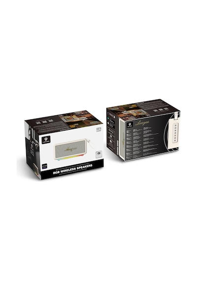 Lenyes S875 Elegance Serisi Rgb Işıklı Taşınabilir Su Geçirmez Tws Bluetooth Hoparlör V5.3 40w Bej