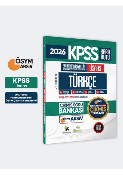 2026 Fulllisans Kpss Lisans Türkçe Kara Kutu ÖSYM Çıkmış Soru Bankası Son 15 Yıl(sadece Lisans)
