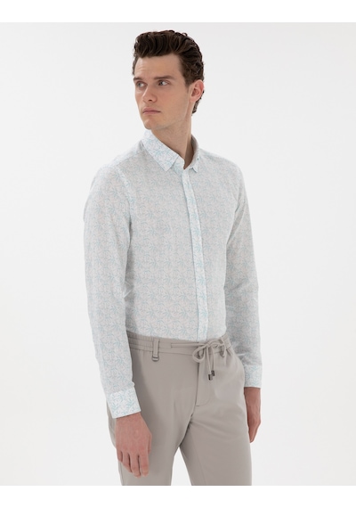 Pierre Cardin Erkek Koyu Mint Gömlek Desenli 50304548-vr152 Koyu Mint Mint Yeşili