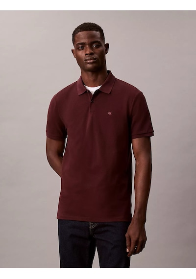 Erkek Regular Fit %100 Pamuklu Ck Logolu Kısa Kollu Bordo T-shirt Bordo