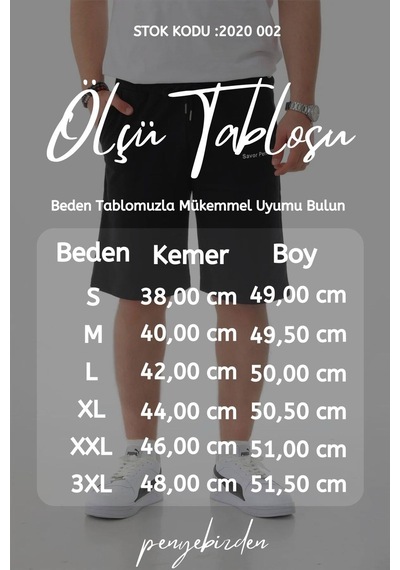 Penyebizden Erkek Regular Fit Normal Kesim %100 Pamuklu Şort-siyah