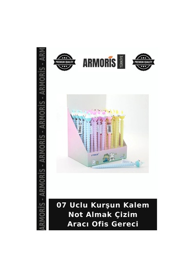 07 Uclu Kurşun Kalem Not Almak Çizim Aracı Ofis Gereci Çok Renkli