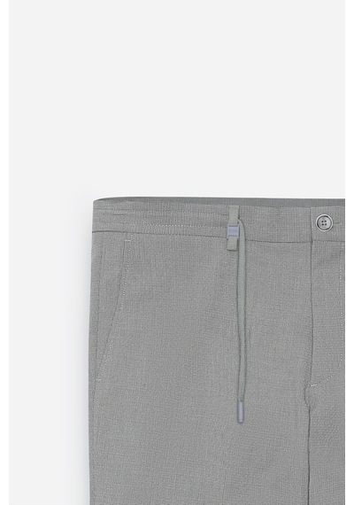 AC&Co / Altınyıldız Classics Erkek Grı Slim Fit Dar Kesim Beli Bağlamalı Gofre Desenli Yan Cepli Şort Gri