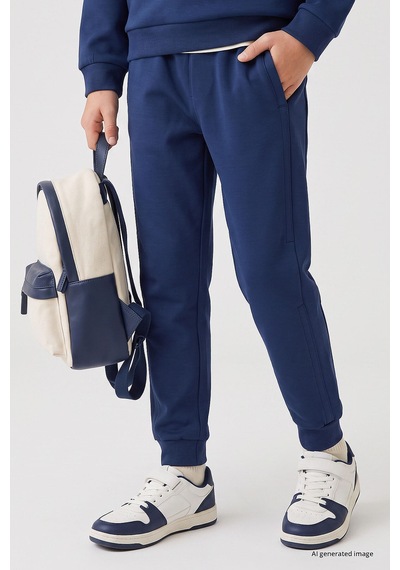 TOMMYLIFE Parlament Standart Fit Basic Dikiş Detaylı Erkek Çocuk Eşofman Takım - 11325 Parlement Mavisi