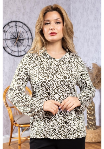 Mutlu City Yeni Model Yüksek Kalite Orta Yaş Anne Penye Bluz 6515 Haki