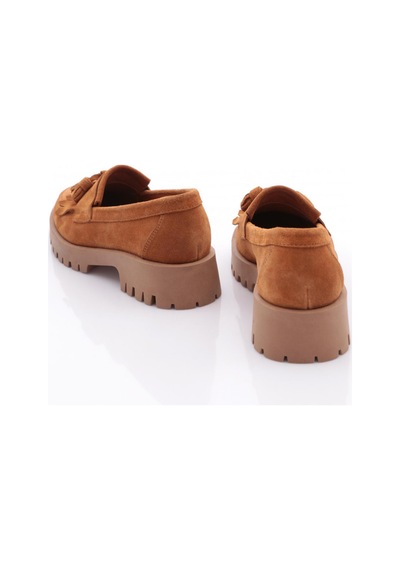 Dgn 2836 Kadin Püsküllü Loafer Ayakkabi Taba Süet