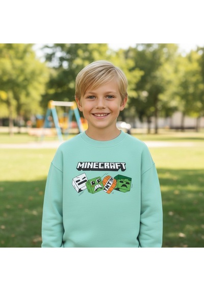 Seabubbles Minecraft Çocuk Sweatshirt St09533 Yeşil