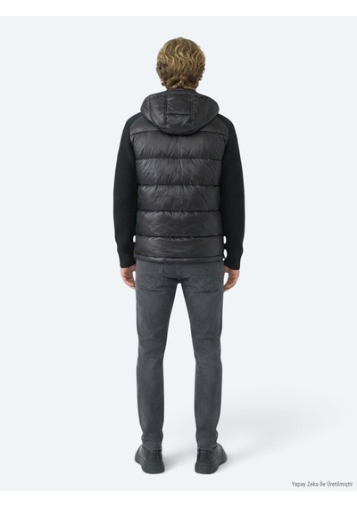 Kip Siyah Regular Fit Kapüşonlu Casual Dokuma Mont Siyah -