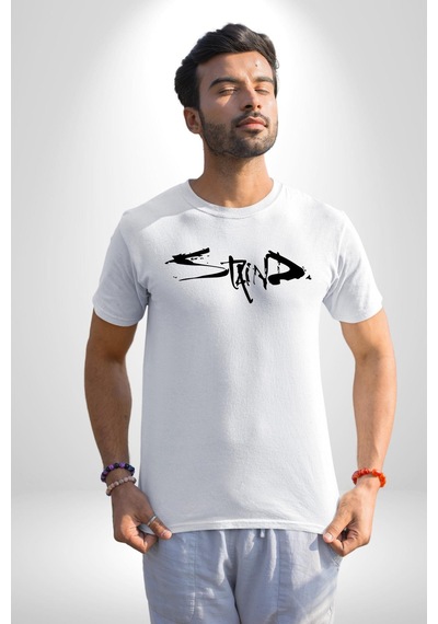 Staind Unisex Unisex Beyaz Organik Baskılı T-shirt Penye Yüksek Kalite Beyaz
