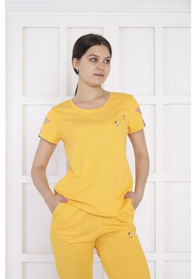 Kadın Spor Sarı Alt-Üst T-Shirt Takım-3944 Sarı