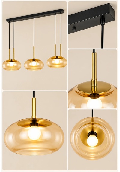 Led Sarkıt Avize 54w 3 Renk Modern Avize Gold Detaylı Mutfak Adası Yemek Masası Salon Avizesi Beyaz