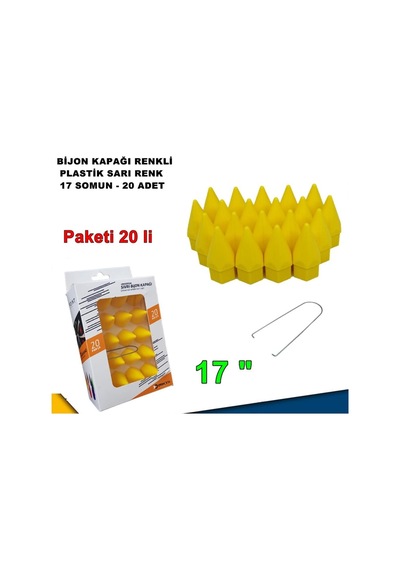 Sivri Mermi Tip Bijon Kapağı Plastik Sarı Renk 17 Mm Bijon Uyumlu 20 Adet
