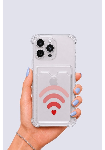 Apple Uyumlu iPhone 15 Pro Max Kartlıklı Aşk Sinyali Desenli Kılıf Çok Renkli Çok Renkli