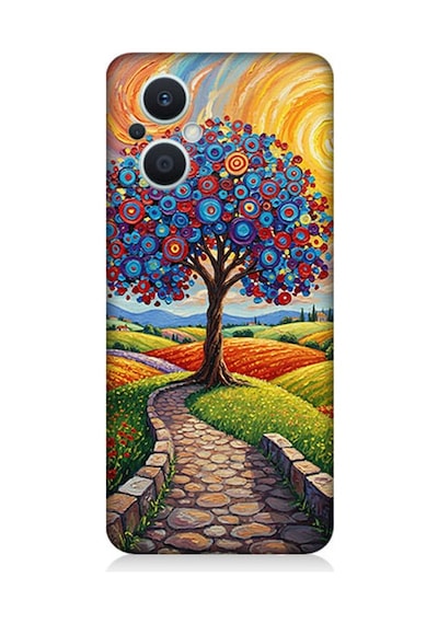 Oppo Reno 7 Lite 5g Uyumlu Masalsı Renkli Yolculuk Ağacı Desenli Silikon Kılıf Çok Renkli