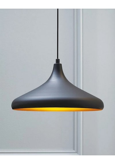 Mylights  Metal Siyah Içi Altin Modern Spor Avize 35 Cm En