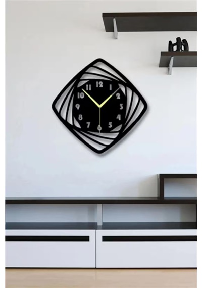 Geometrik Modern Ahsap Dekor Duvar Saat
