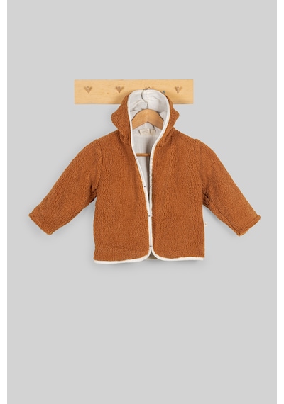 Luckka Heritage Puffy Astarlı Peluş Bebek Çocuk Ceket - Kopüşonlu Peluş Mont - Ztpufceket Kahverengi