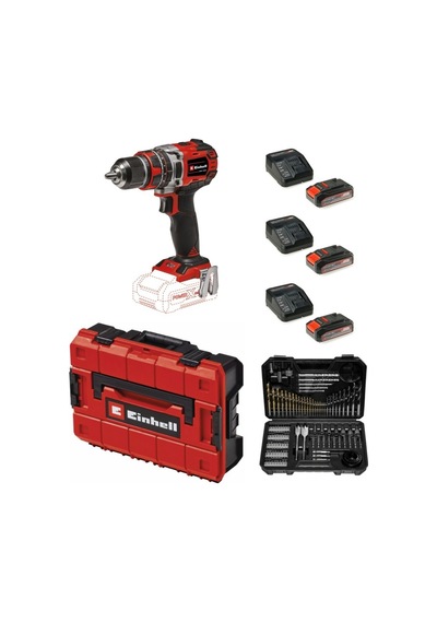 Einhell TP-CD 18/50 Li-I BL Solo Akülü Vidalama + 3 x 2.5 AH Akü Ve 103 Parça Uç Seti Çanta Dahil