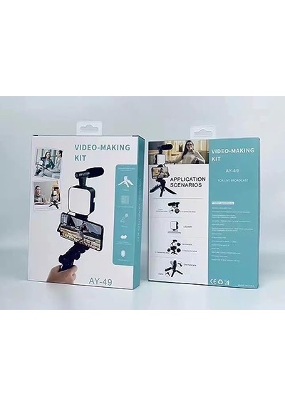 Ayrex Tripod, Selfie, Video Üretimi İçin Kit, Stand, Uzaktan Kumandalı Mikrofon Led Işık Ve Mini Tripod Telefon Vlo