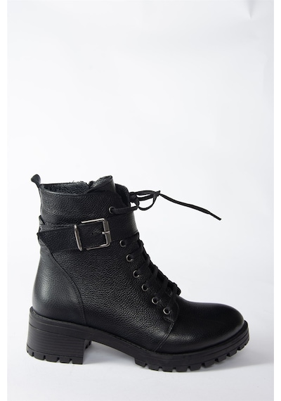 Fox Shoes Siyah Hakiki Deri Kadın Postal Bot N555053303 Siyah