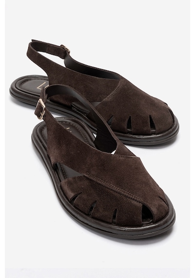 Luvishoes Belas Kahverengi Süet Hakiki Deri Kadın Sandalet