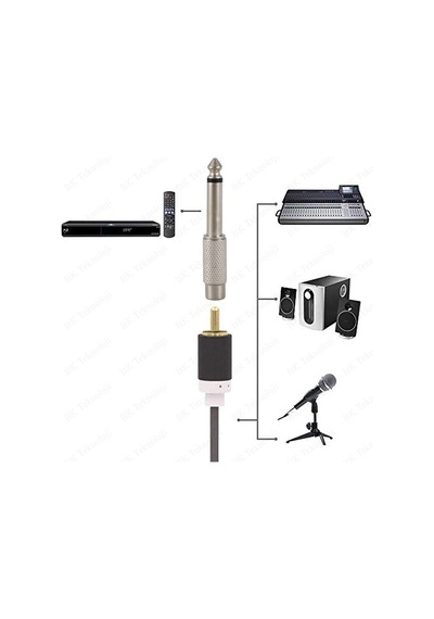 Yüksek Kalite Metal 6.35mm Mono Erkek - RCA Dişi Dönüştürücü
