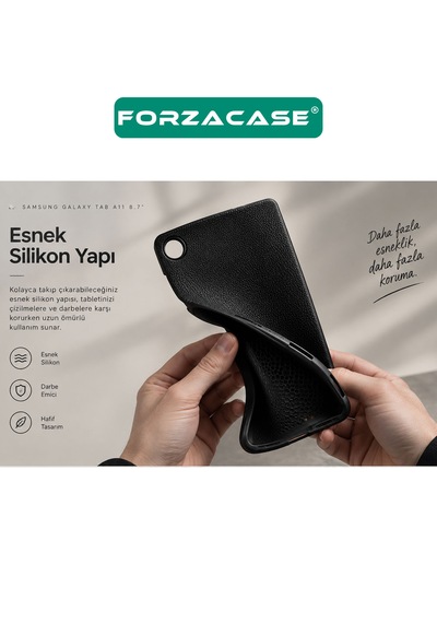 Forzacase Samsung Galaxy Tab A9 8.7 İnç İle Uyumlu Deri Görünümlü Silikon Kapak Kılıf - Fc1259 Arka Kapak