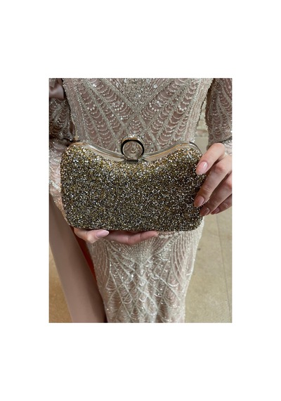 Bukawear Büka Kadın Gold Kaplamalı Taşlı Parmak Geçmeli Şık Abiye Çanta Gold - 692755073 Gold