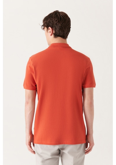 Avva E001004 Serin Tutan Standart Fit Normal Kesim Erkek Polo Yaka T-Shirt - Koyu Turuncu