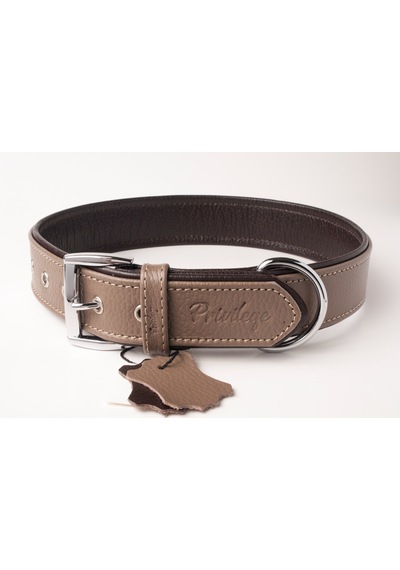 Privilege Flotter Hakiki Deri Köpek Boyun Tasması L Toprak Kahverengi 3 x 47-56 CM