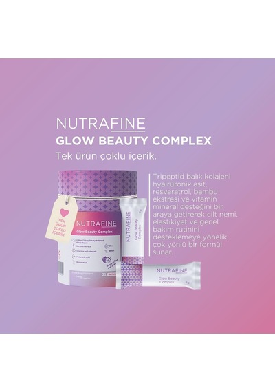 Glow Beauty Complex Tripeptit Marine Kolajen, Resveratrol,biotin, Hyaluronik Asit İçeren Cilt & Güzellik Takviyesi